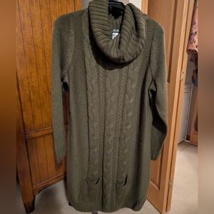 VENUS Cowl Neck Thick Cable Knit Sweater Dress, Olive Green, Wmn Sz 2x, EUC!!!